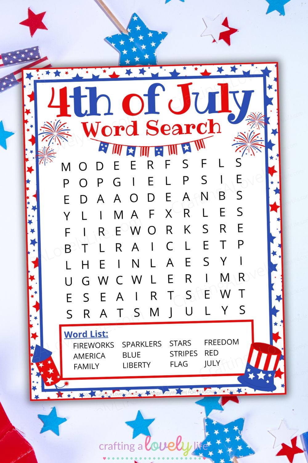 Word Search 4th Of July Theme