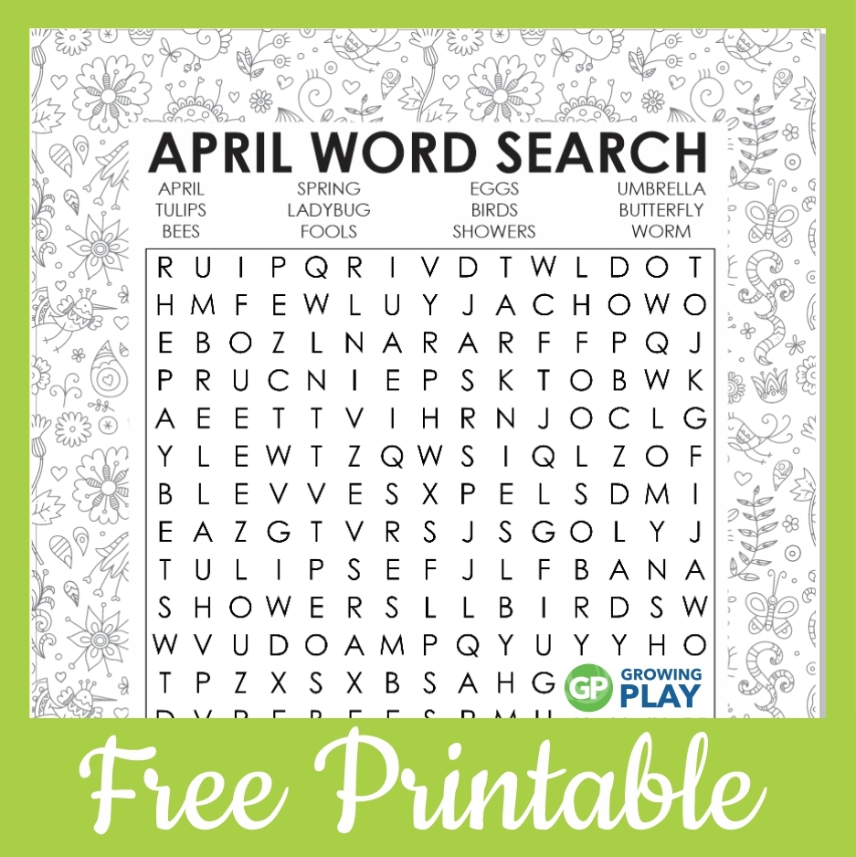 Free Printable April Word Search Growing Play Worksheets Library Free Printable April Word Search Growing Play Worksheets Library