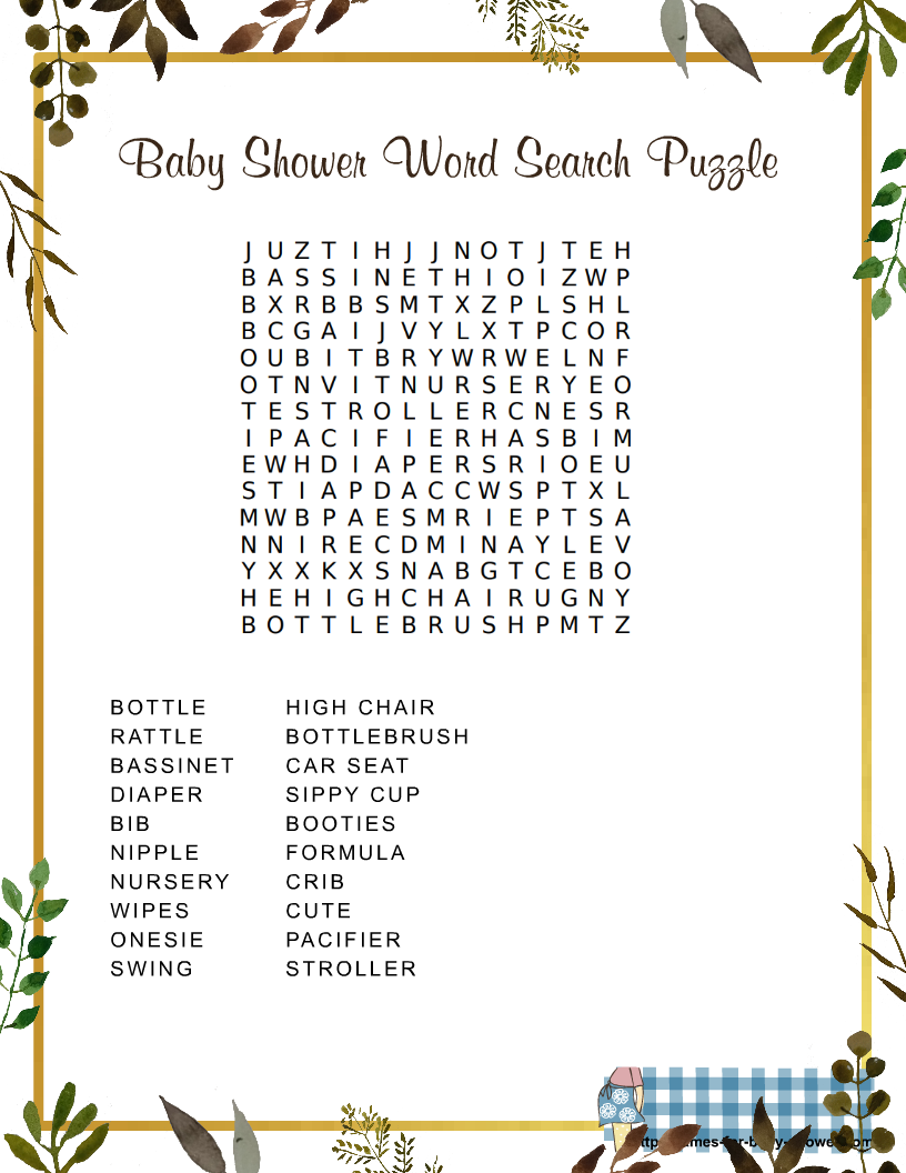 Free Printable Baby Shower Word Search Puzzle Game Free Printable Baby Shower Word Search Puzzle Game
