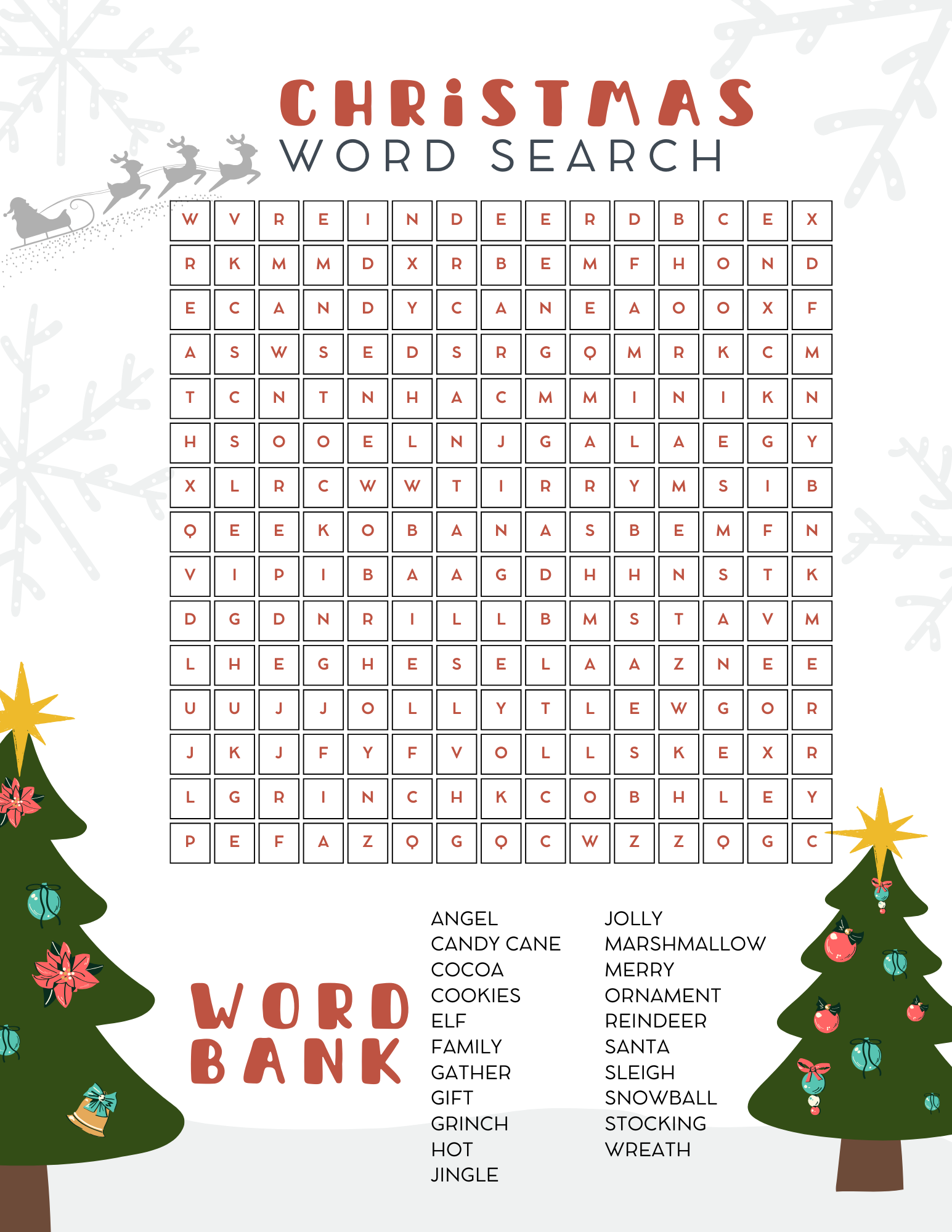FREE Printable Christmas Word Search For Kids Xoxoerinsmith