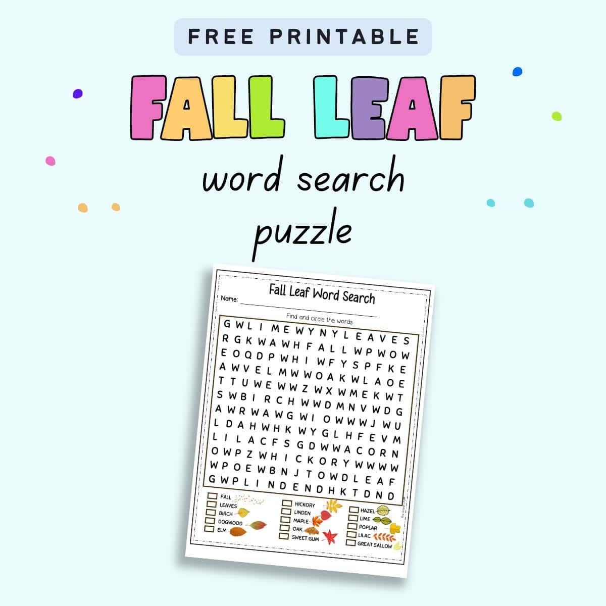 Free Printable Fall Leaf Word Search The Artisan Life Free Printable Fall Leaf Word Search The Artisan Life