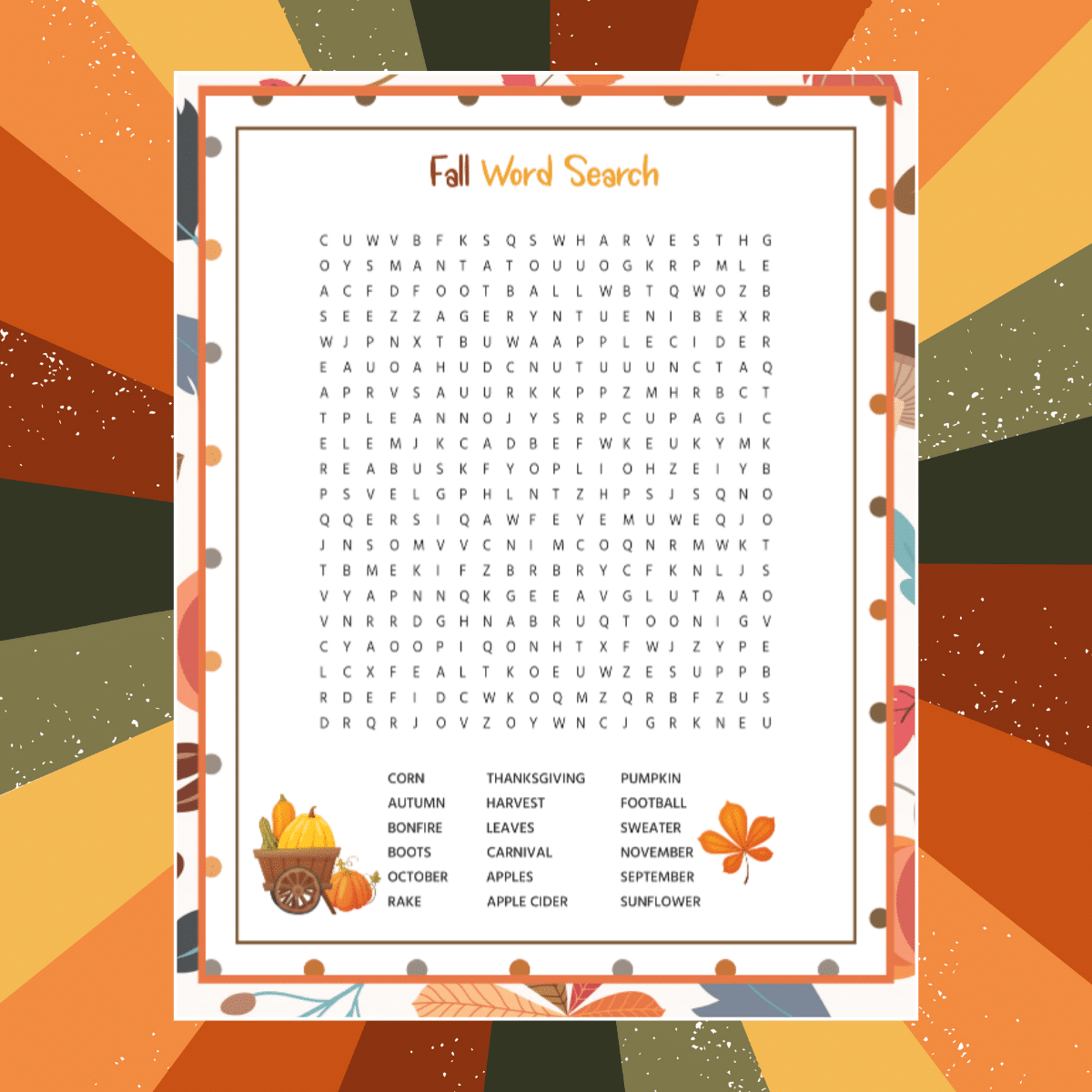 Free Printable Fall Word Search