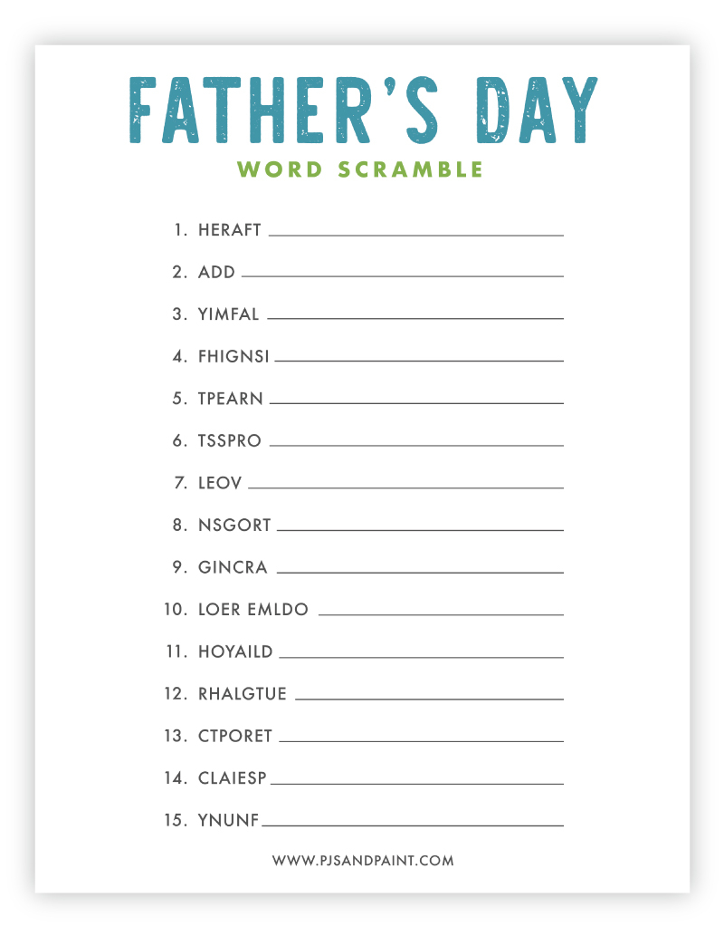 Free Printable Father s Day Word Scramble Pjs And Paint Free Printable Father s Day Word Scramble Pjs And Paint