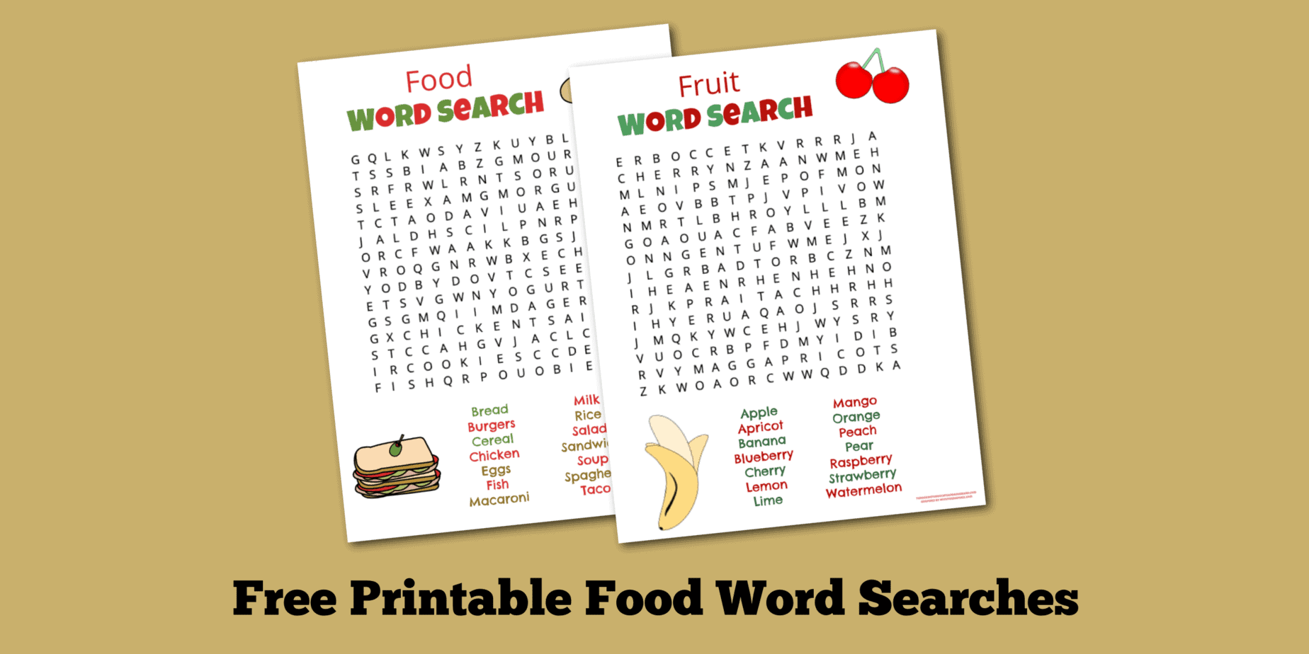 Food Word Search Free
