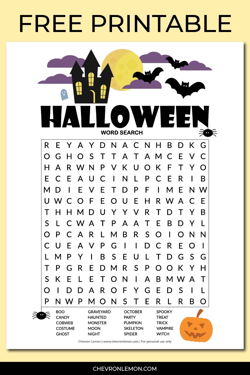 Halloween Free Printable Word Search