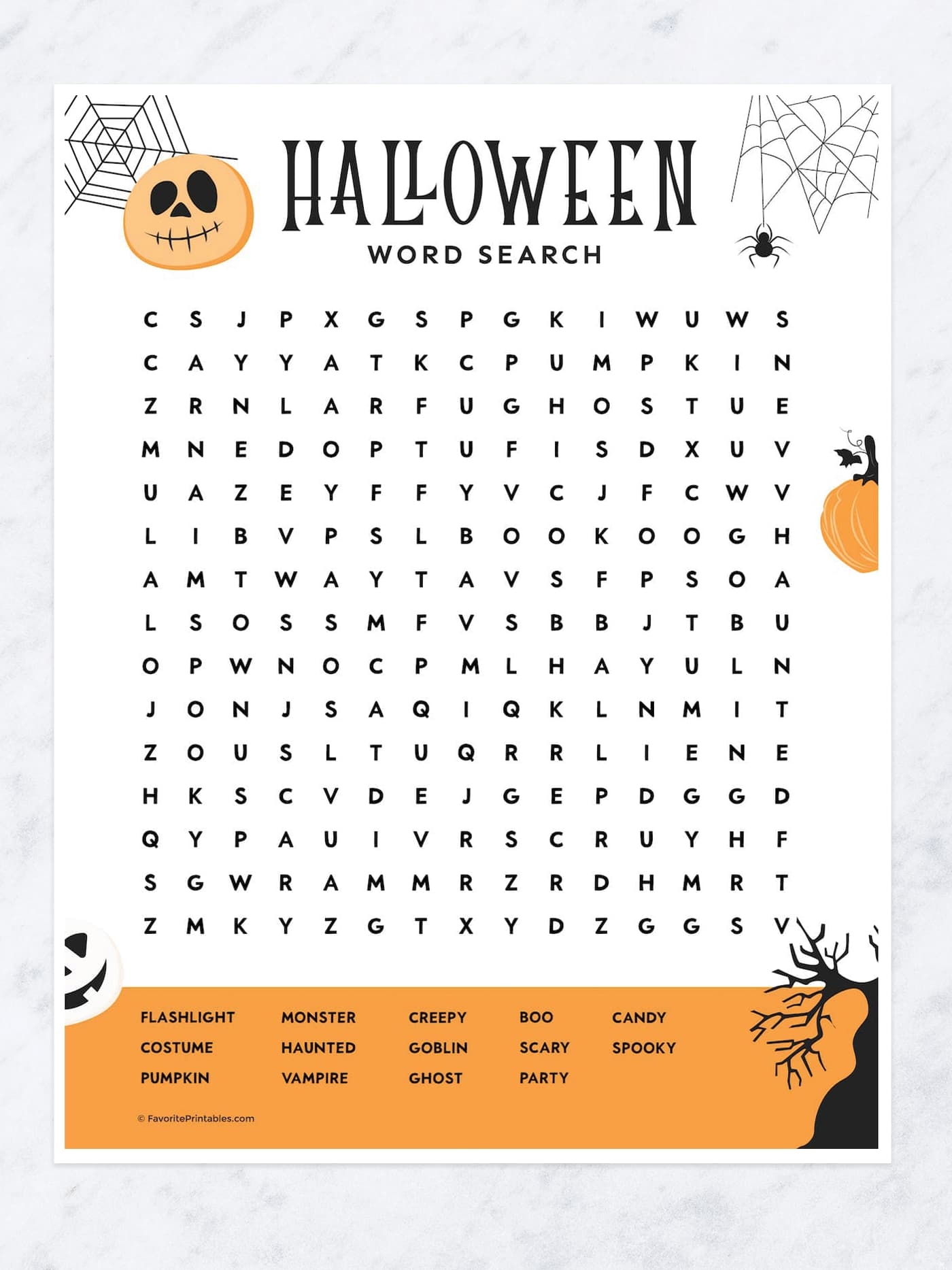Halloween Word Search Printable