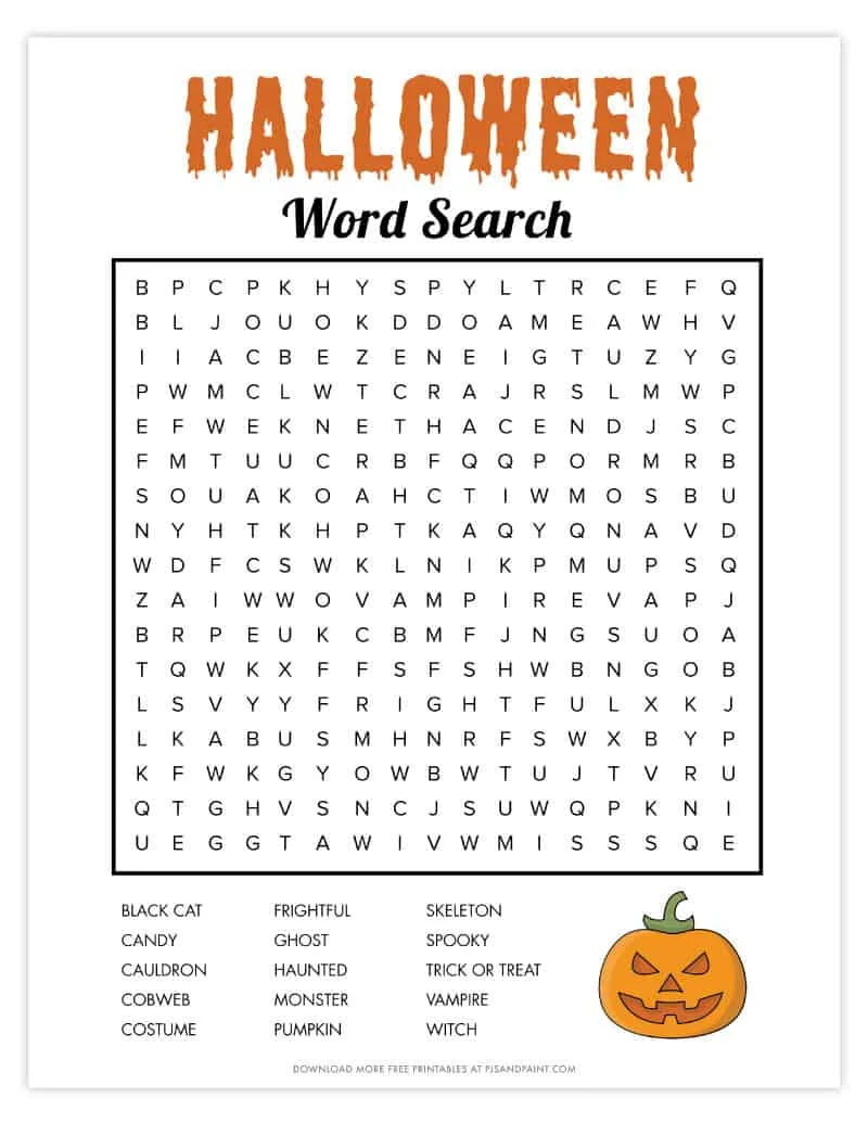 Free Printable Halloween Word Search Pjs And Paint Free Printable Halloween Word Search Pjs And Paint