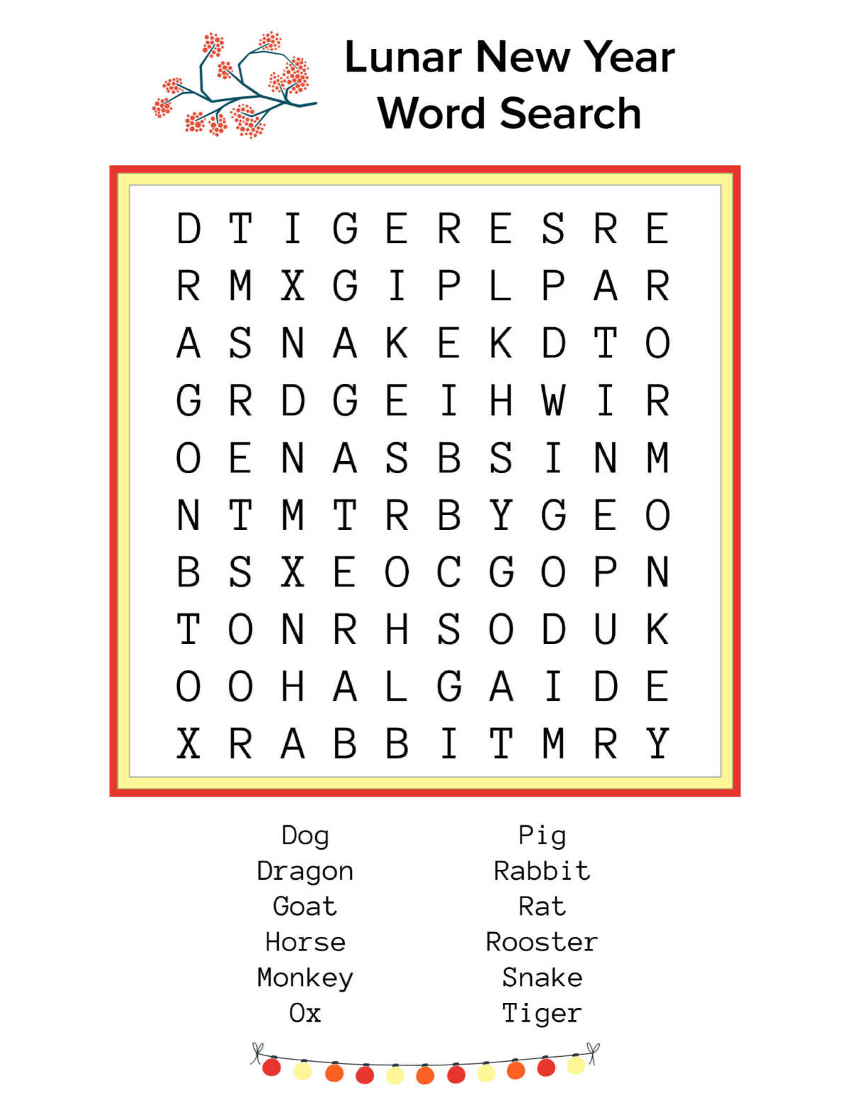 New Year Word Search Free Printable