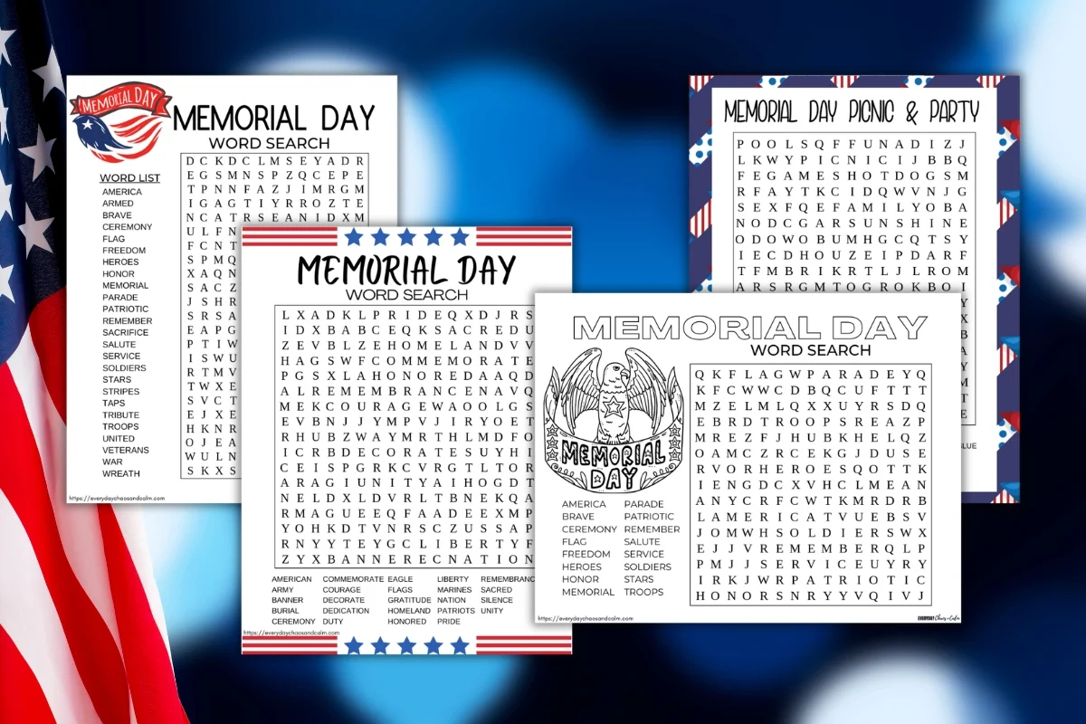 Memorial Day Word Search Printable