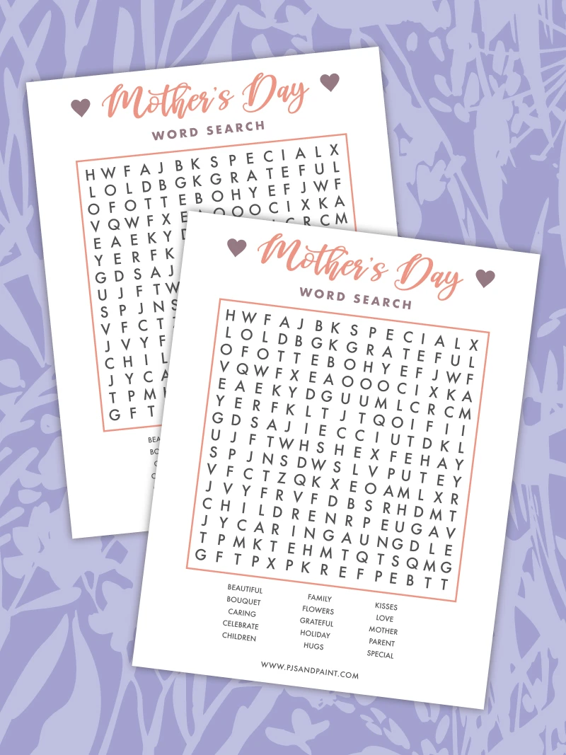 Free Printable Mother s Day Word Search Pjs And Paint