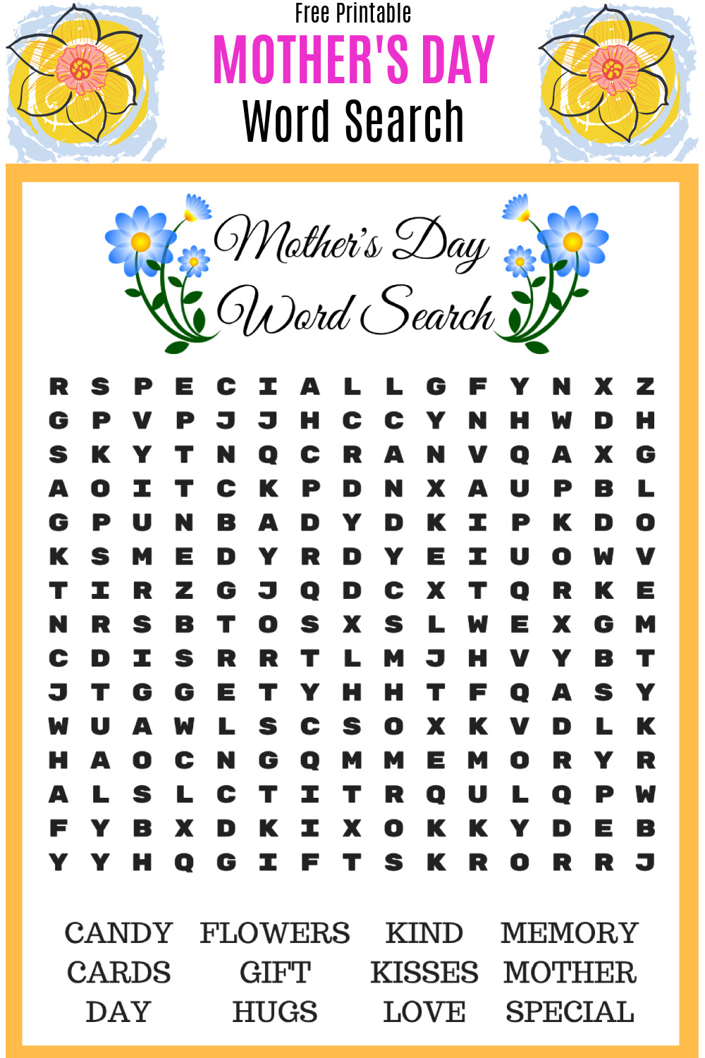 Word Search Mother's Day