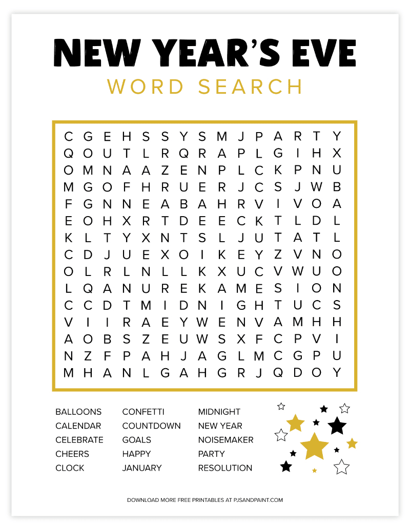Free Printable New Year s Eve Word Search Pjs And Paint Free Printable New Year s Eve Word Search Pjs And Paint