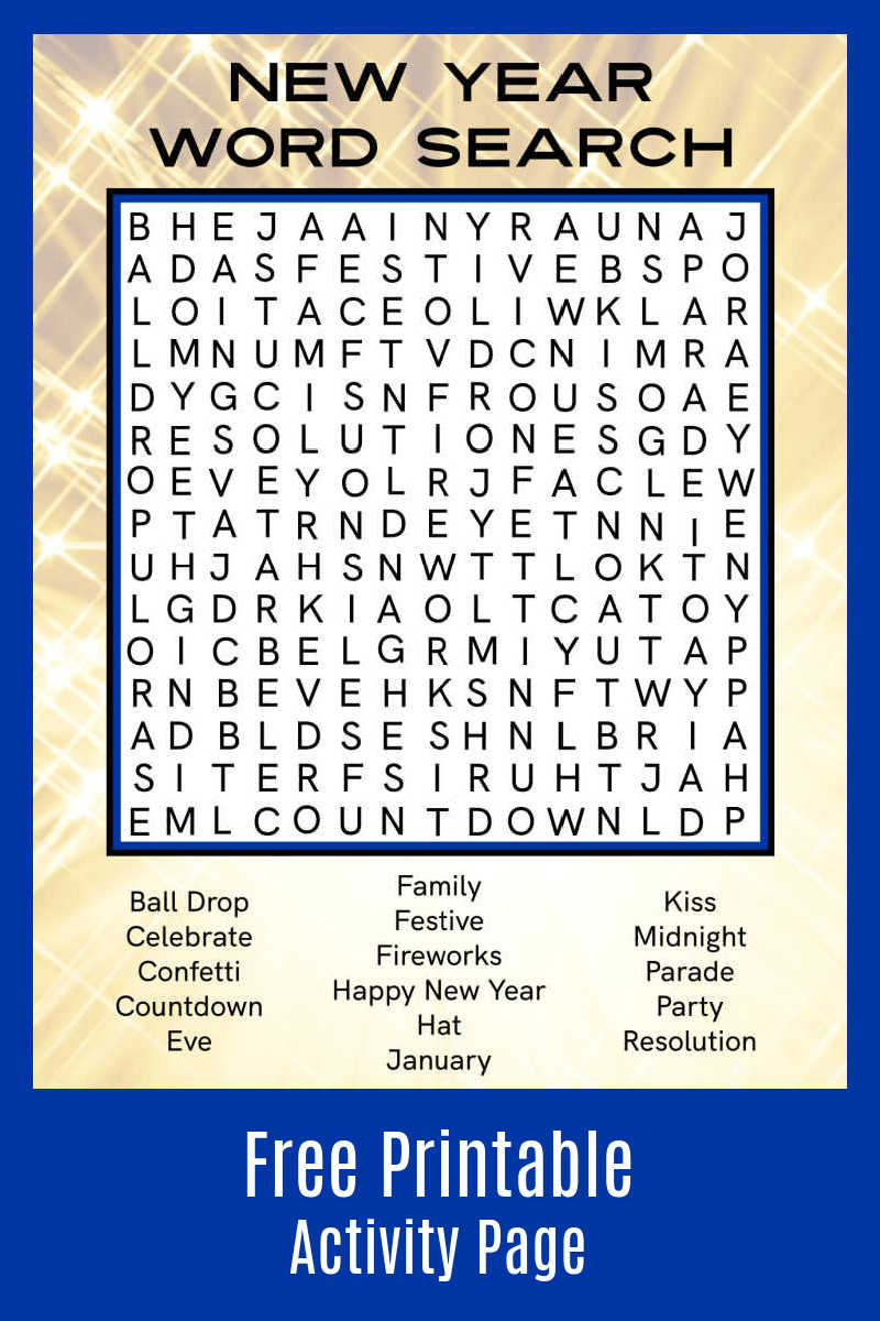 Free Printable Happy New Year Word Search Free Printable Happy New Year Word Search