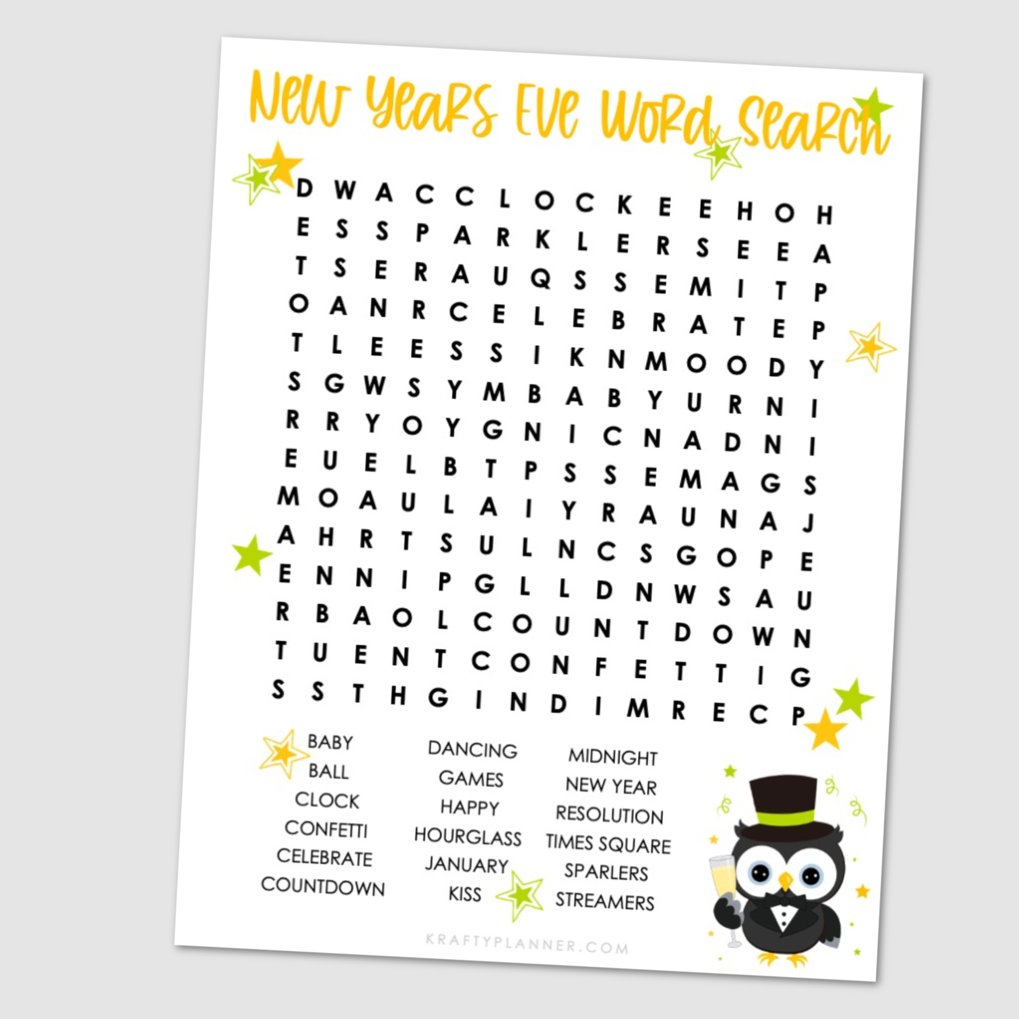 New Year's Word Search Puzzles Printable