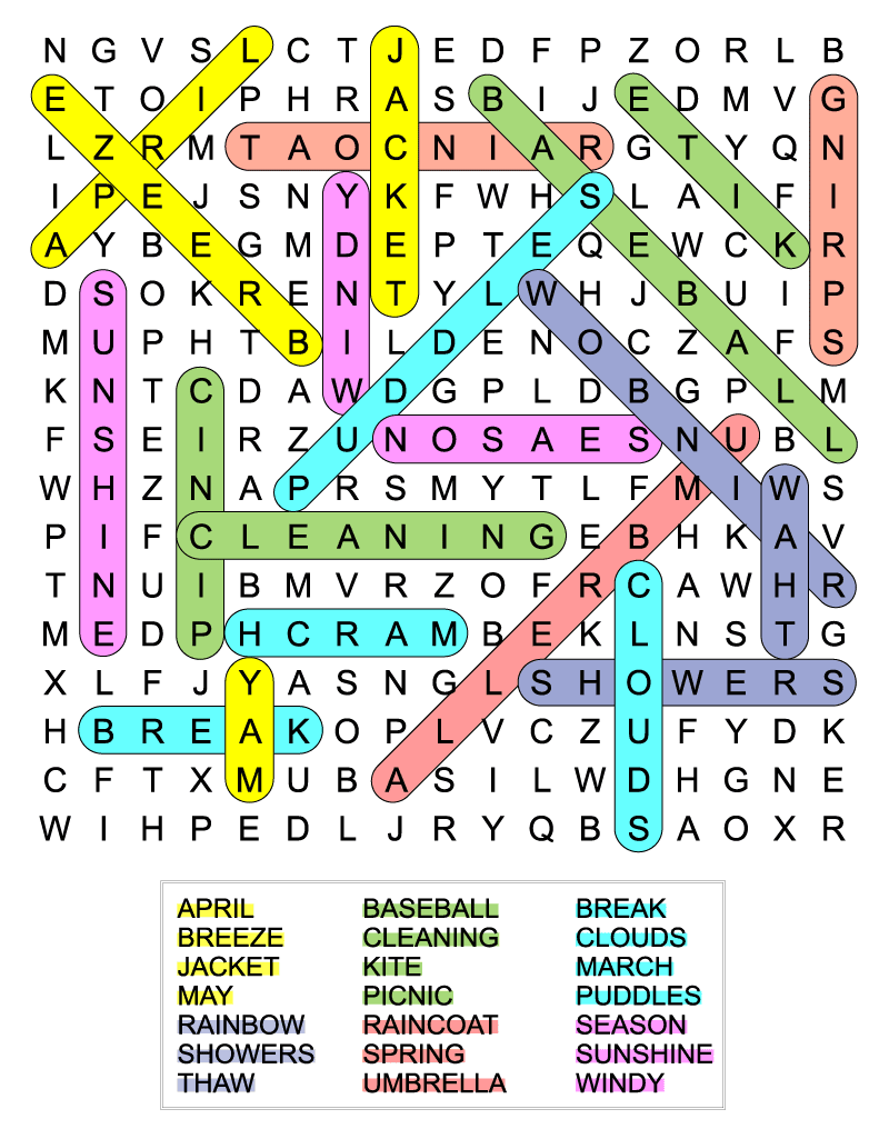 Spring Break Word Search Printable