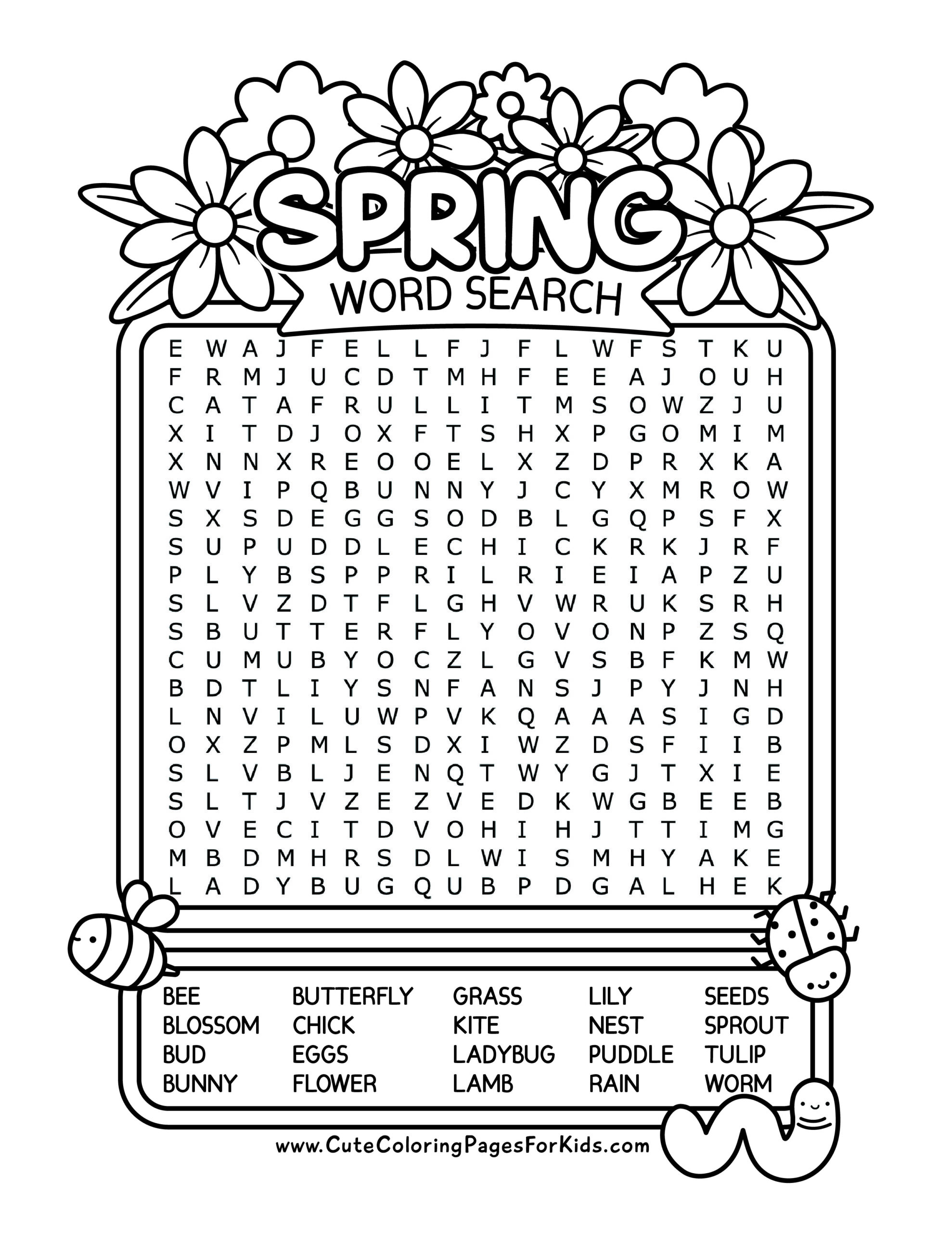 Printable Spring Word Search