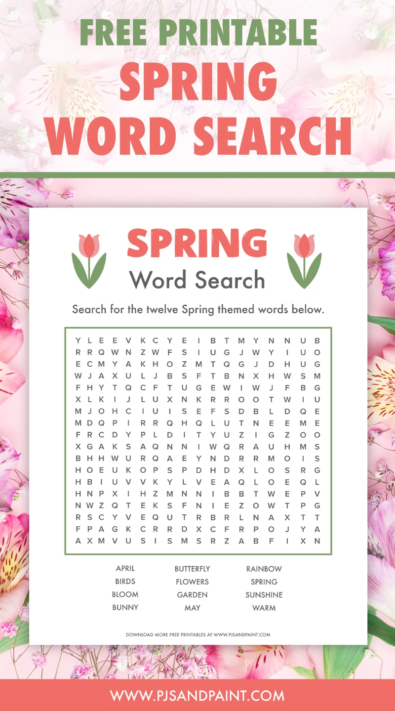 Free Printable Spring Word Search Pjs And Paint Free Printable Spring Word Search Pjs And Paint