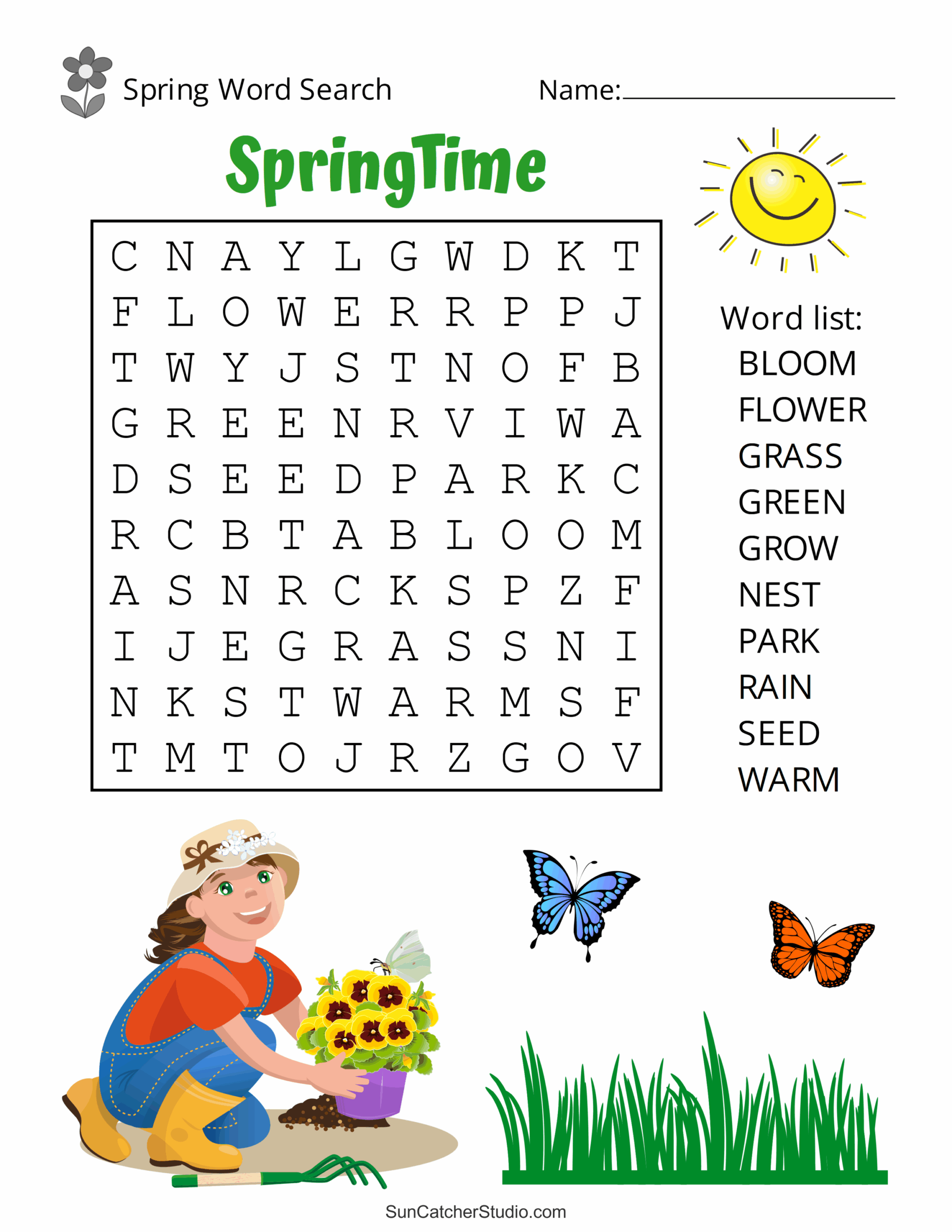 Spring Word Search Free Printable Hard
