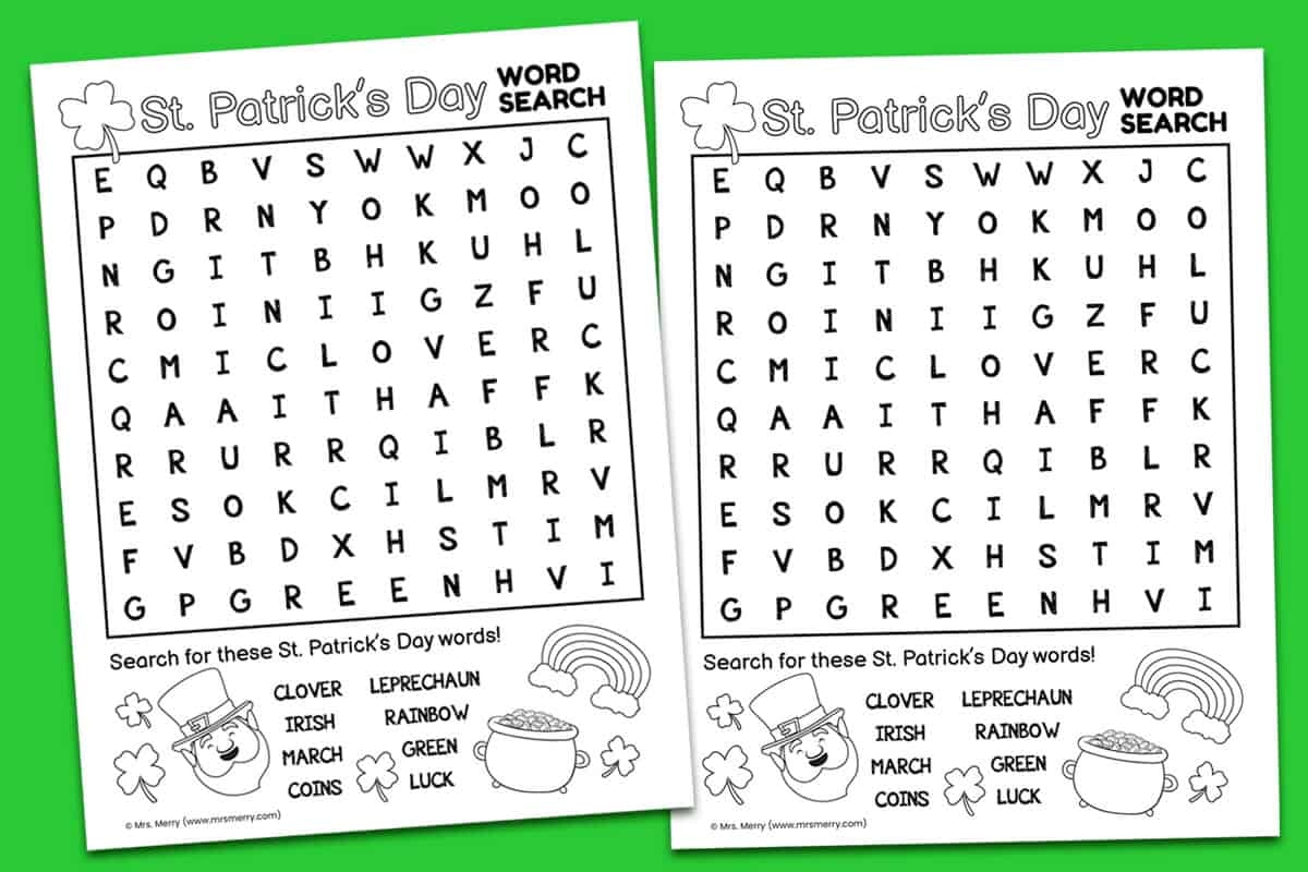 Free Printable St Patrick s Day Word Search Puzzle Mrs Merry Free Printable St Patrick s Day Word Search Puzzle Mrs Merry
