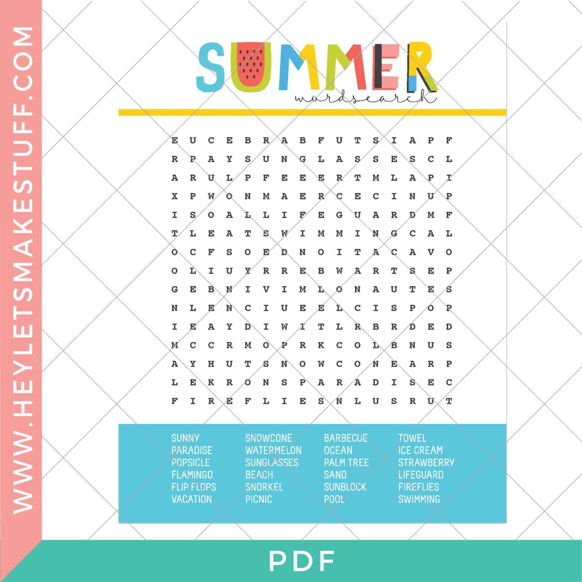 Free Printable Summer Word Search Hey Let s Make Stuff