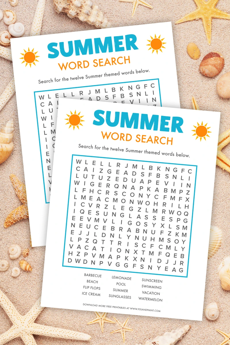 Free Printable Summer Word Searches 4th Grade