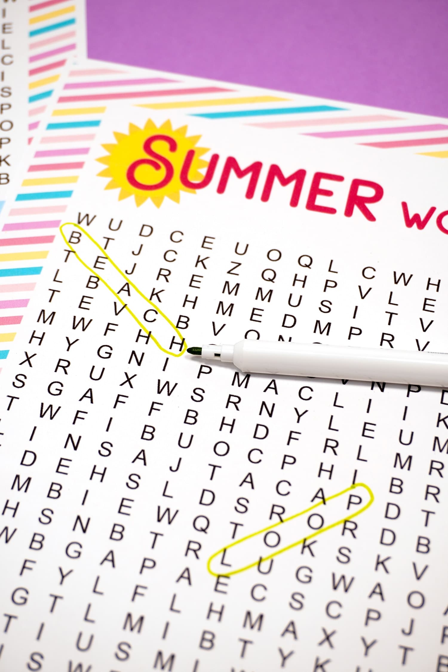 Summer Word Search Printable Puzzles