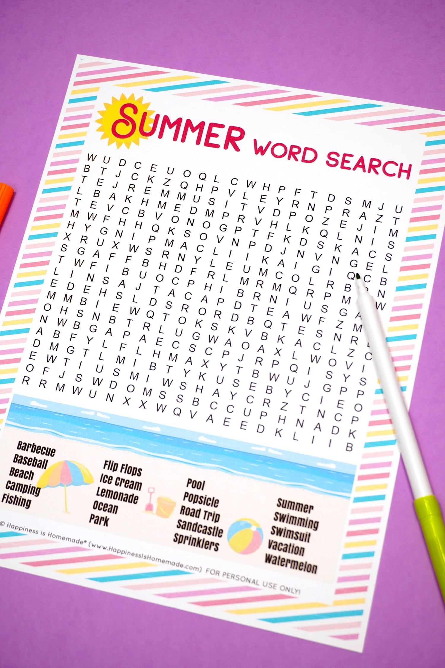 Free Printable Summer Word Search Puzzle Happiness Is Homemade
