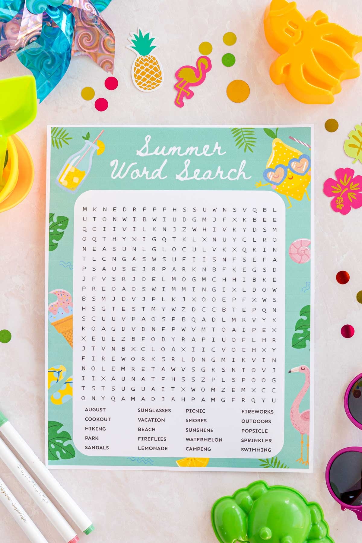 Free Printable Summer Word Search Puzzles Play Party Plan