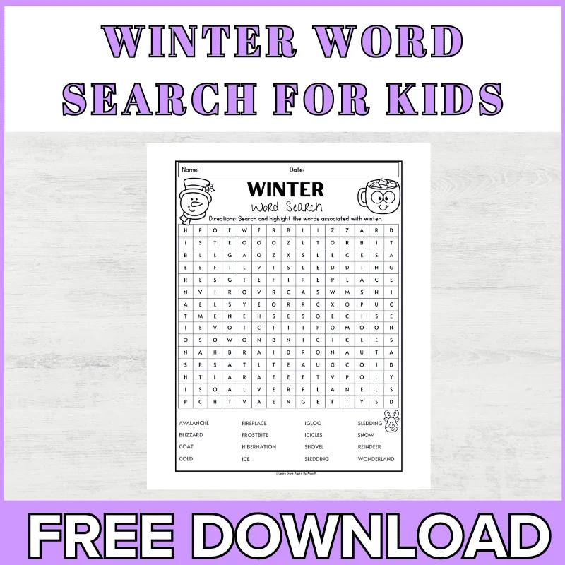 Free Printable Winter Word Search For Kids Learn Grow Aspire Free Printable Winter Word Search For Kids Learn Grow Aspire