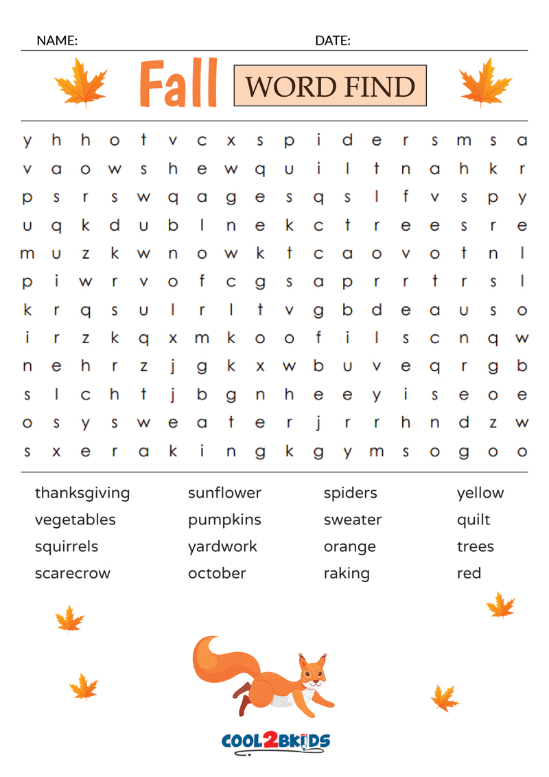 Free Printable Word Search Puzzles For Kids Cool2bKids