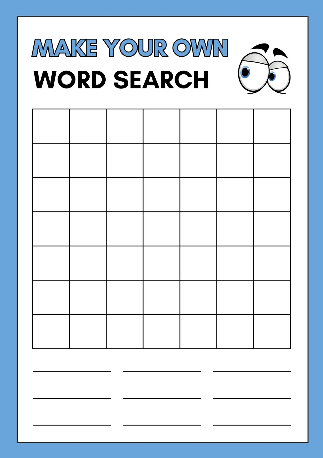 Word Search Blank Template Printable