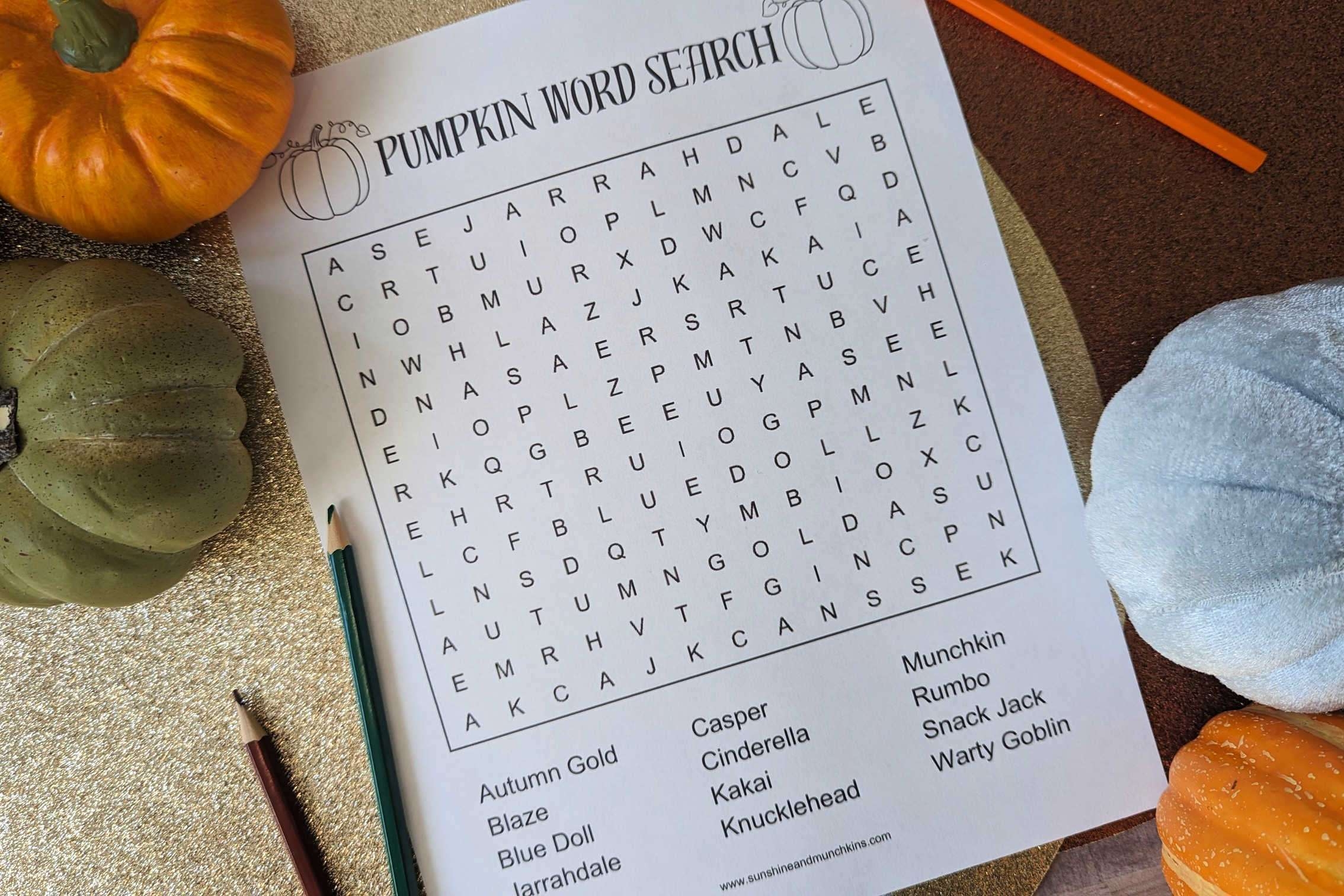 Fall Printable Word Search Free