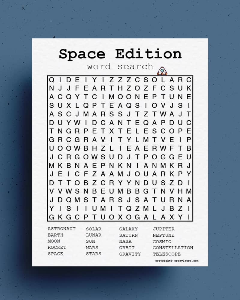 Free Space Word Search Printable Game Sheets Crazy Laura