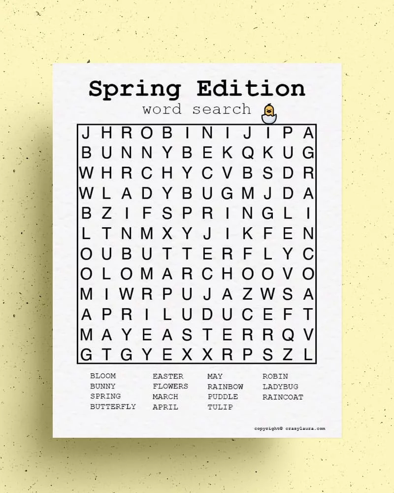 Free Spring Word Search Printable Game Sheets For