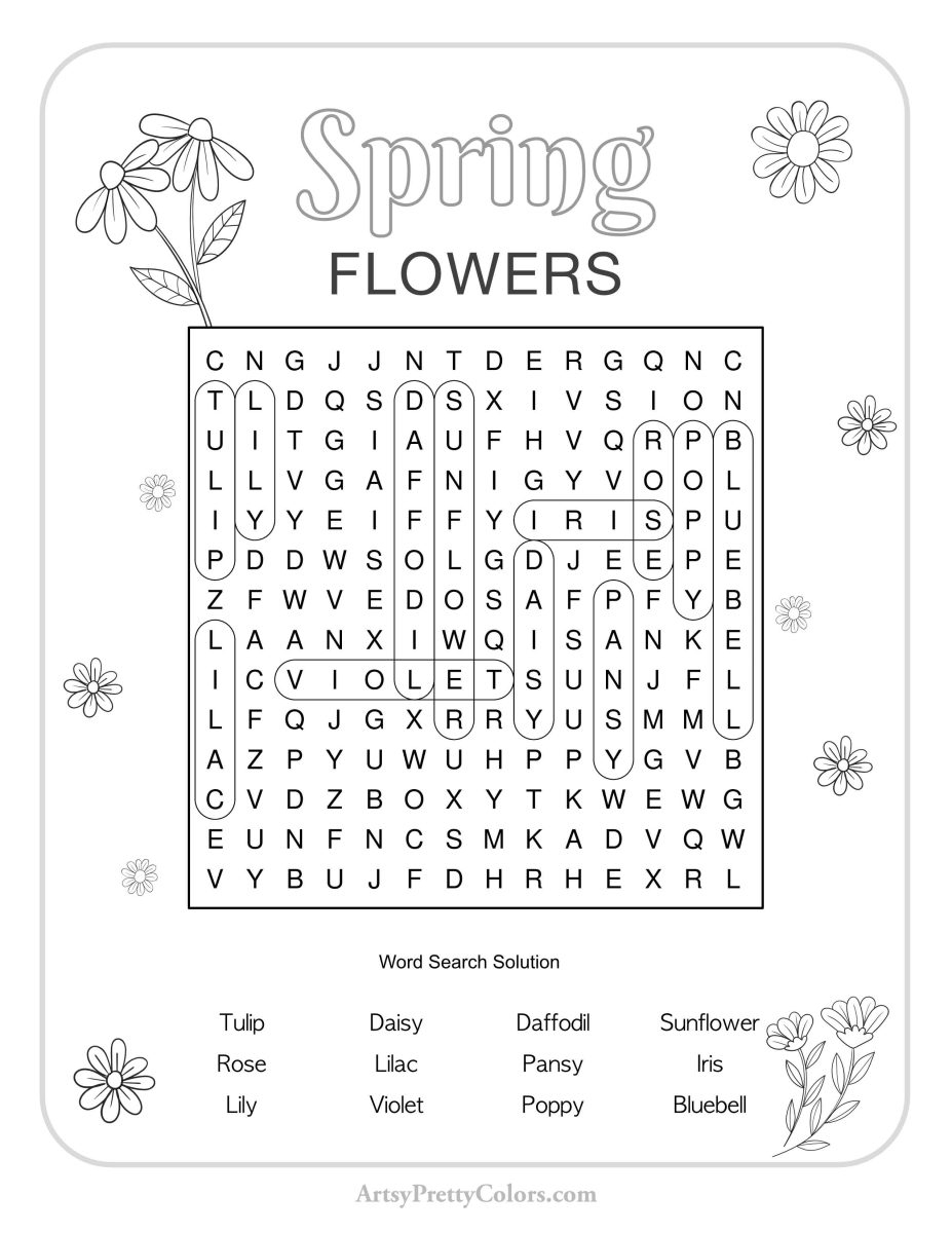 Free Spring Word Search Puzzles Printable PDFS Artsy Pretty Colors