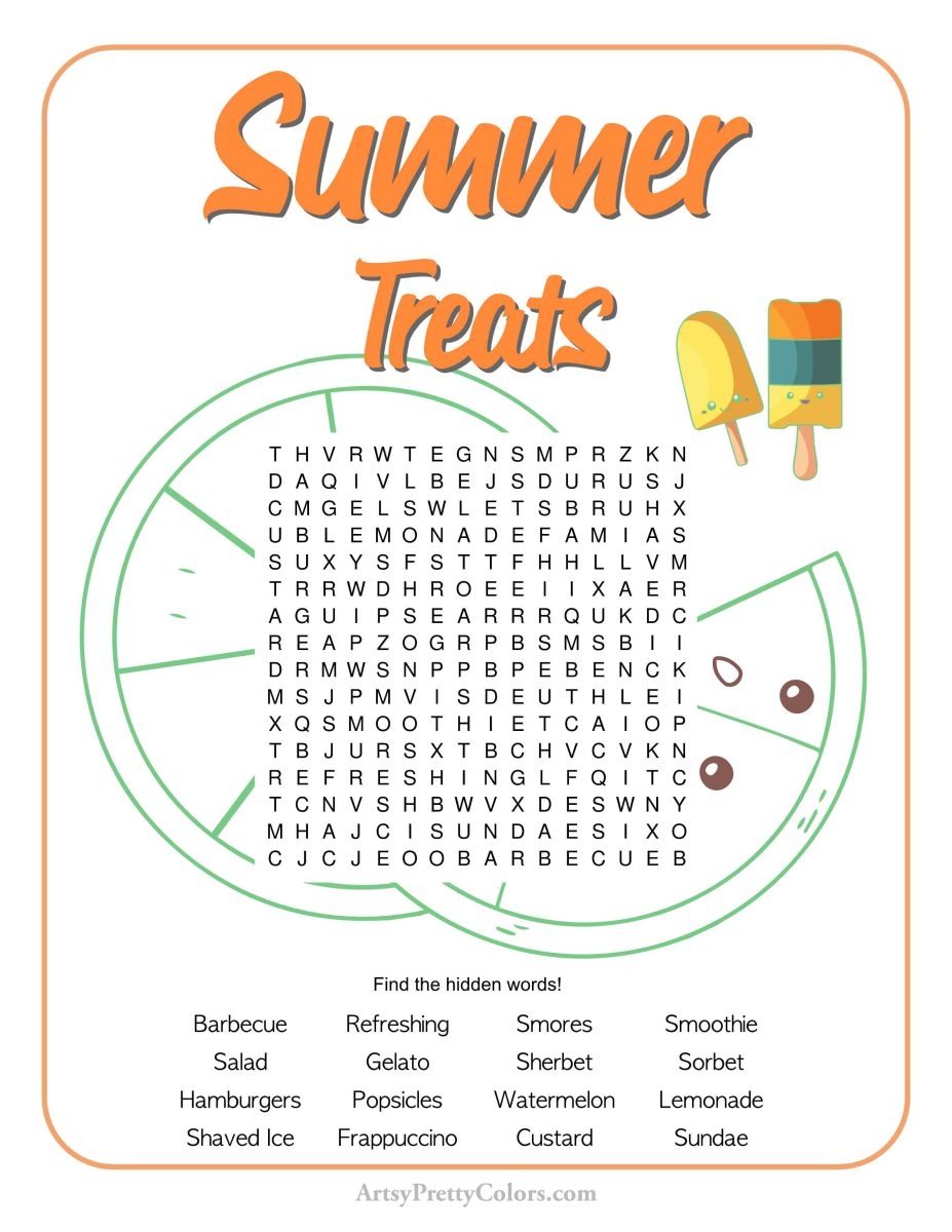 Free Summer Word Search Printables Seasonal Fun Artsy Pretty Colors