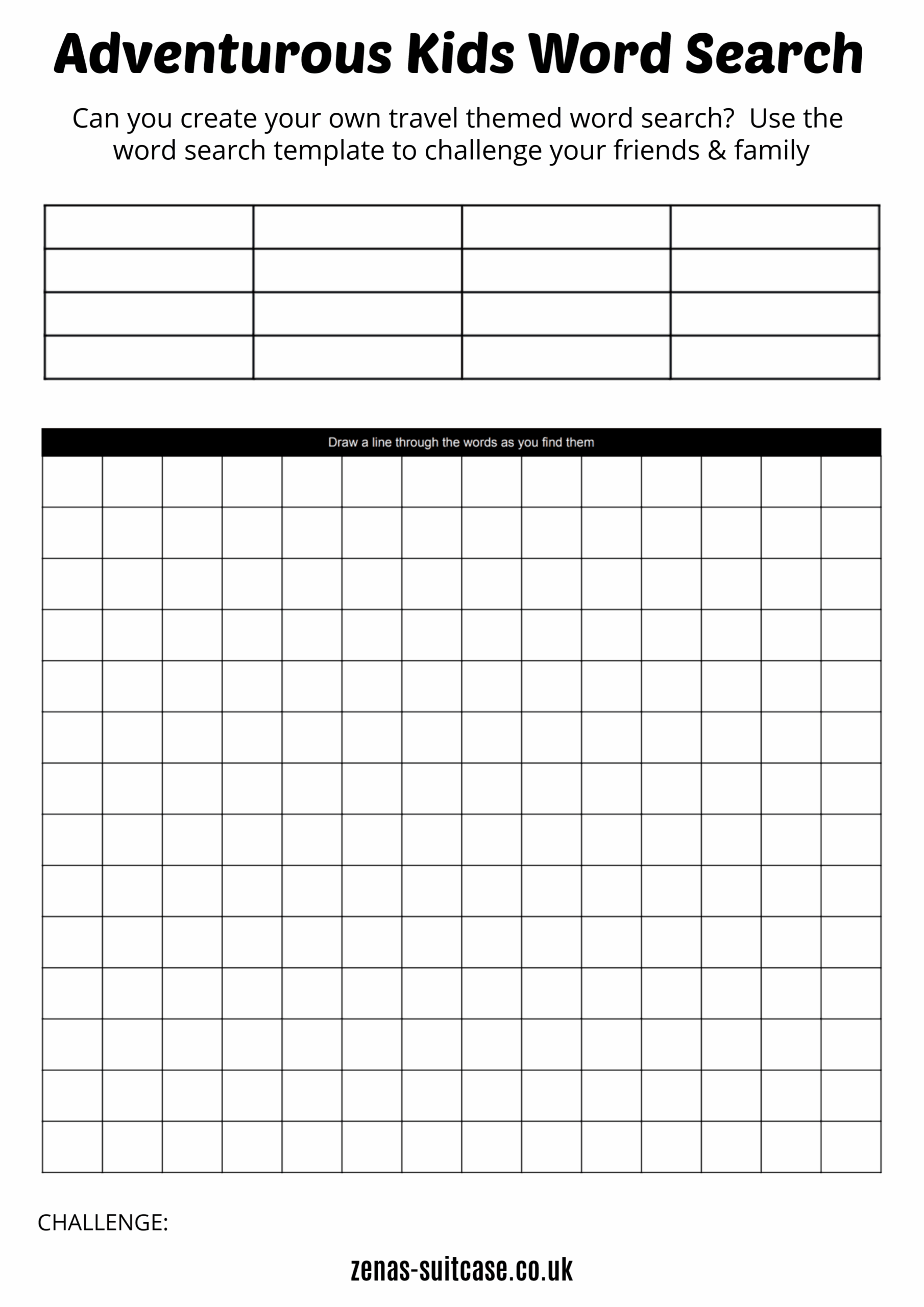 free word search games for kids including blank template