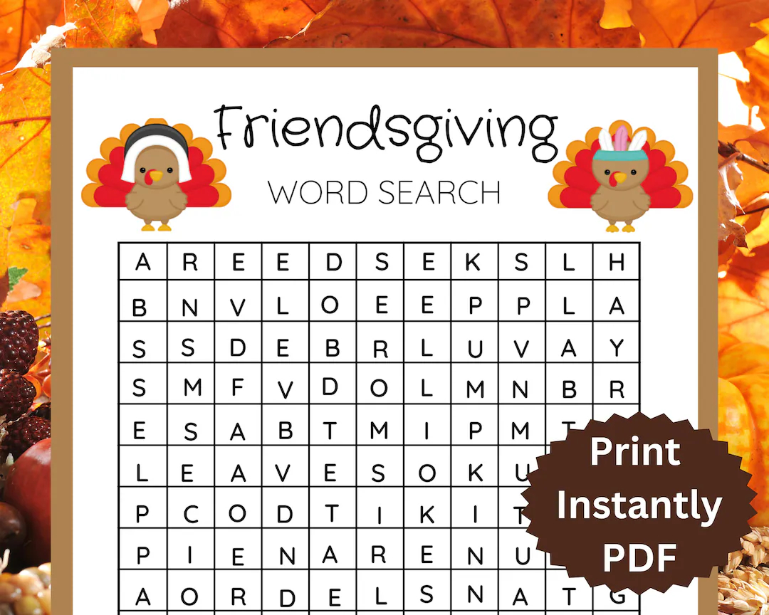 Word Search Printable Thanksgiving Easy
