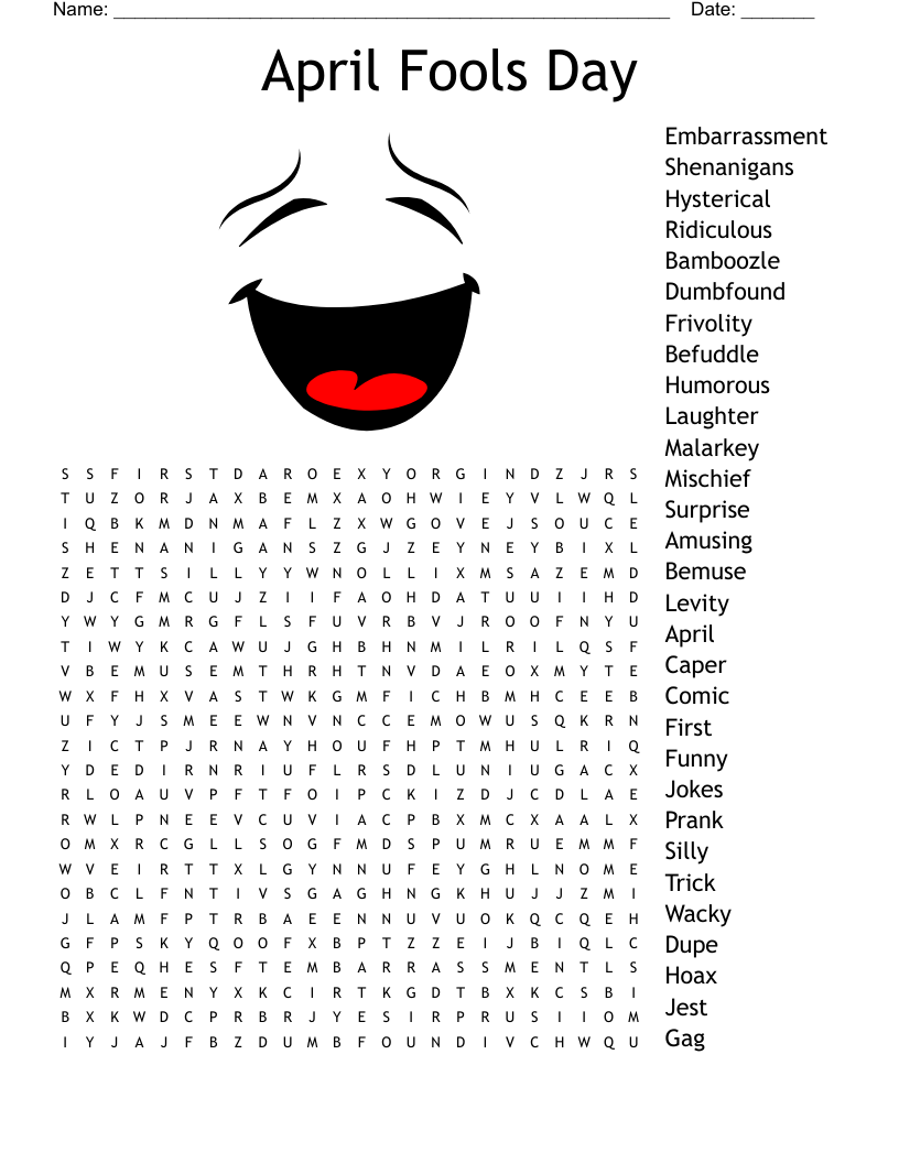 Funny And Ridiculous Things Word Search WordMint