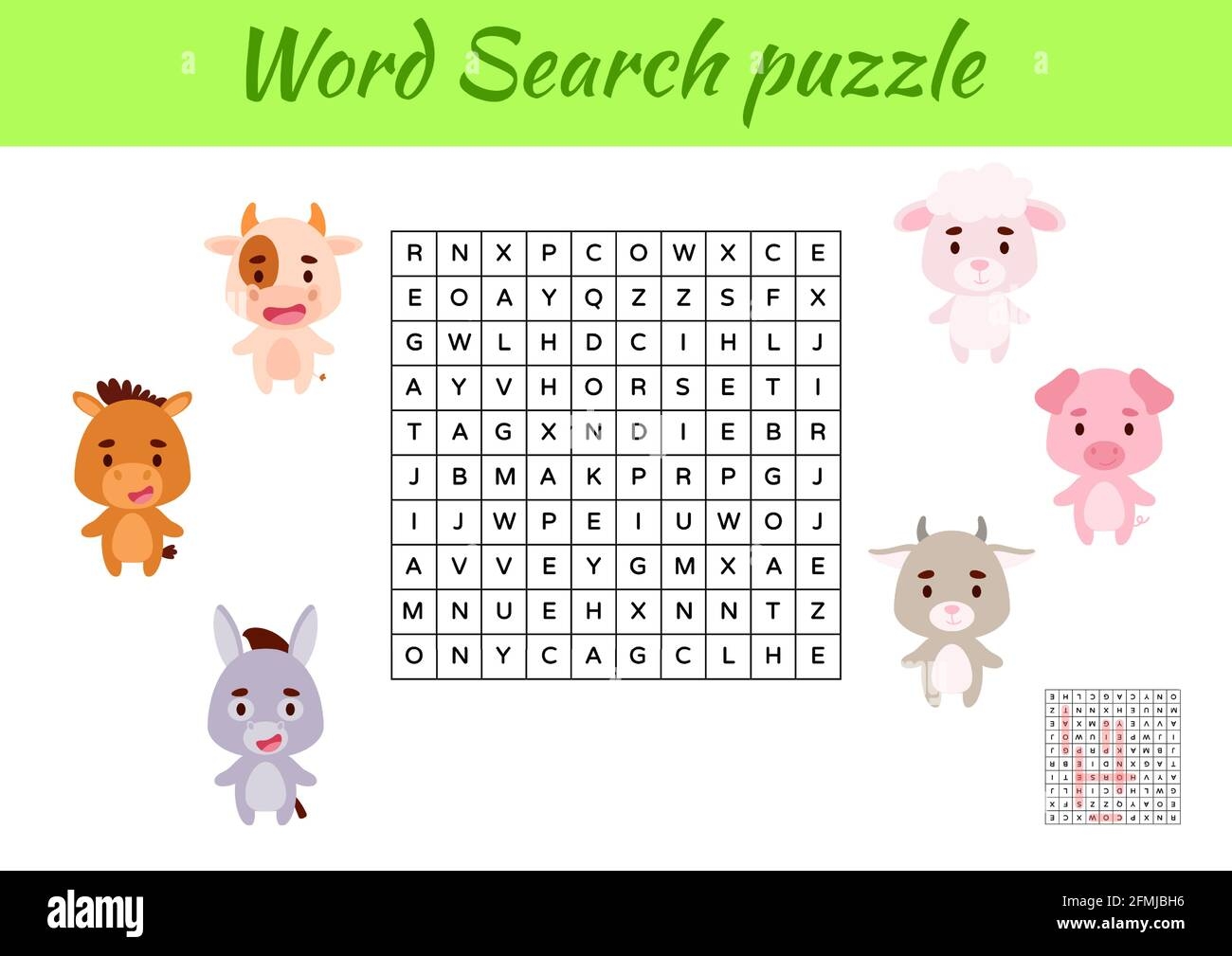 Game Template Word Search Puzzle Of Animals For Children With Pictures Kids Activity Worksheet Printable Version Educational Game For Study English Stock Vector Image U0026 Art Alamy