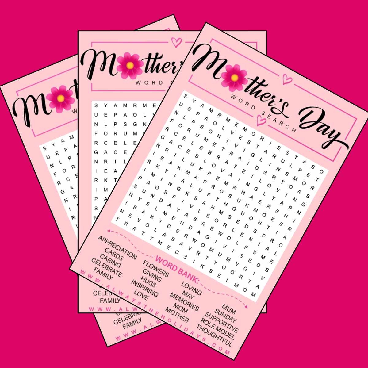 Mother's Day Word Search Puzzles