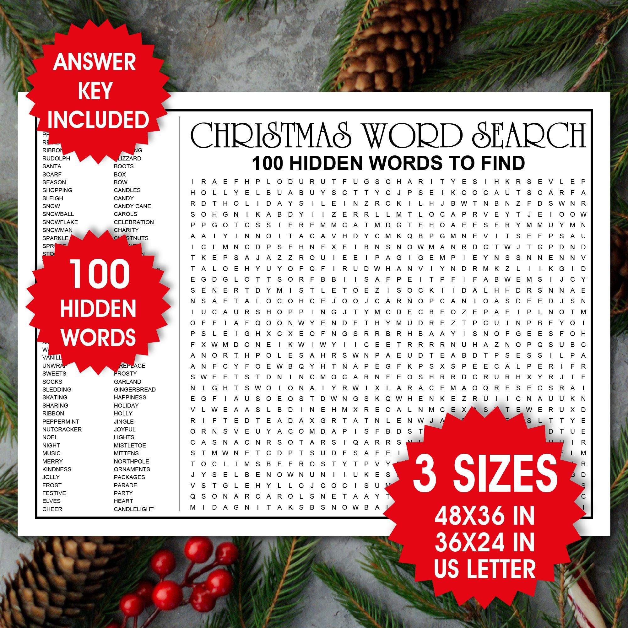Giant Christmas Word Search Etsy