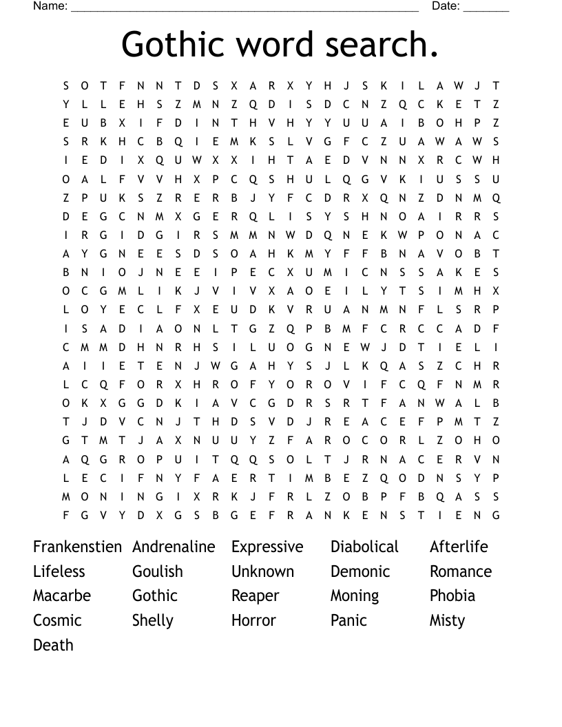 Gothic Word Search WordMint Gothic Word Search WordMint