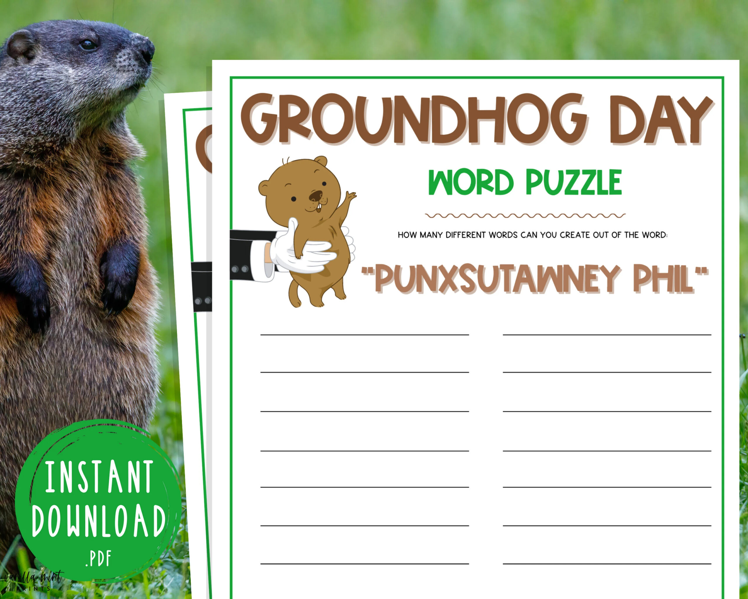Groundhog Day Word Search Printable