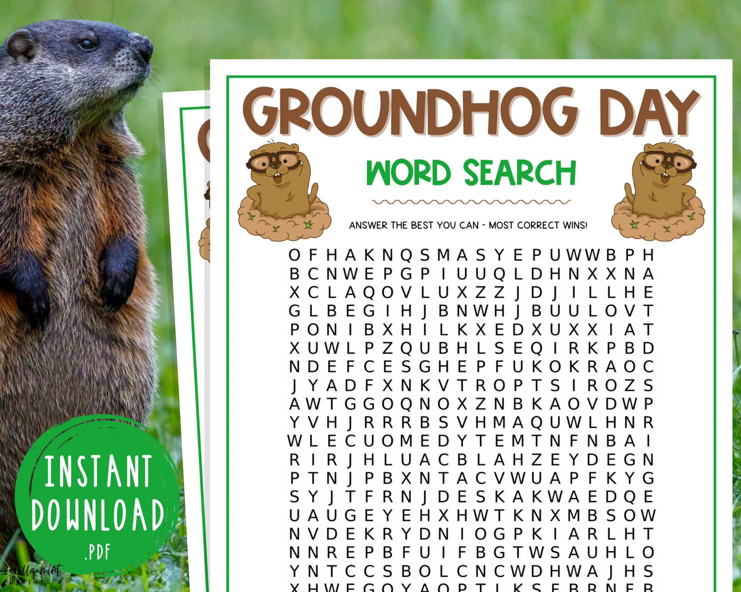Groundhog Day Word Search Game Punxsutawney Phil Printable Games 
