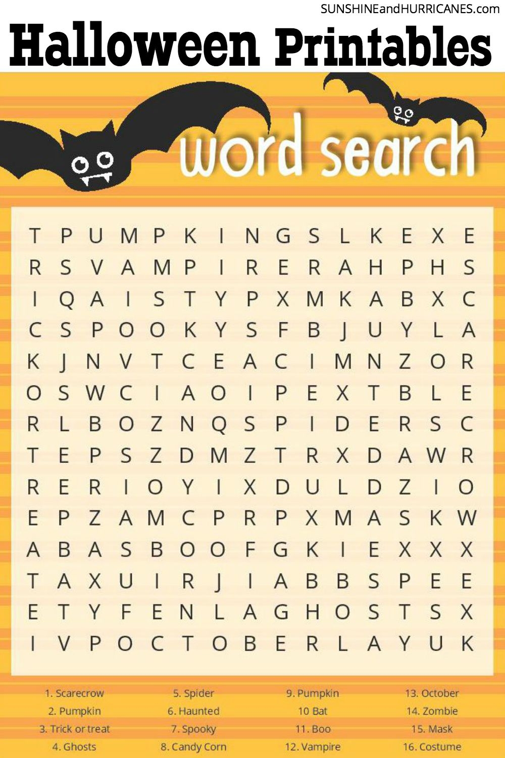 Halloween Word Searches Printable Halloween Word Searches Printable