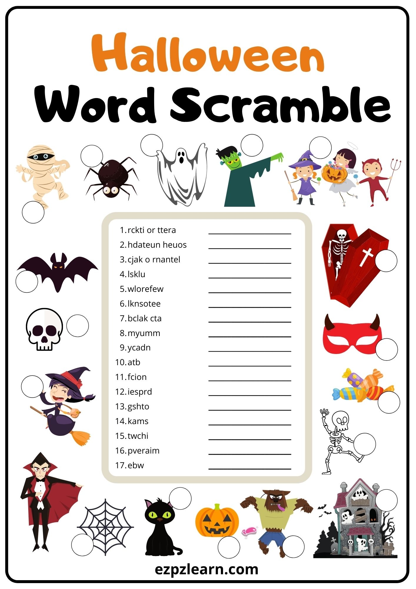Free Halloween Printable Word Search