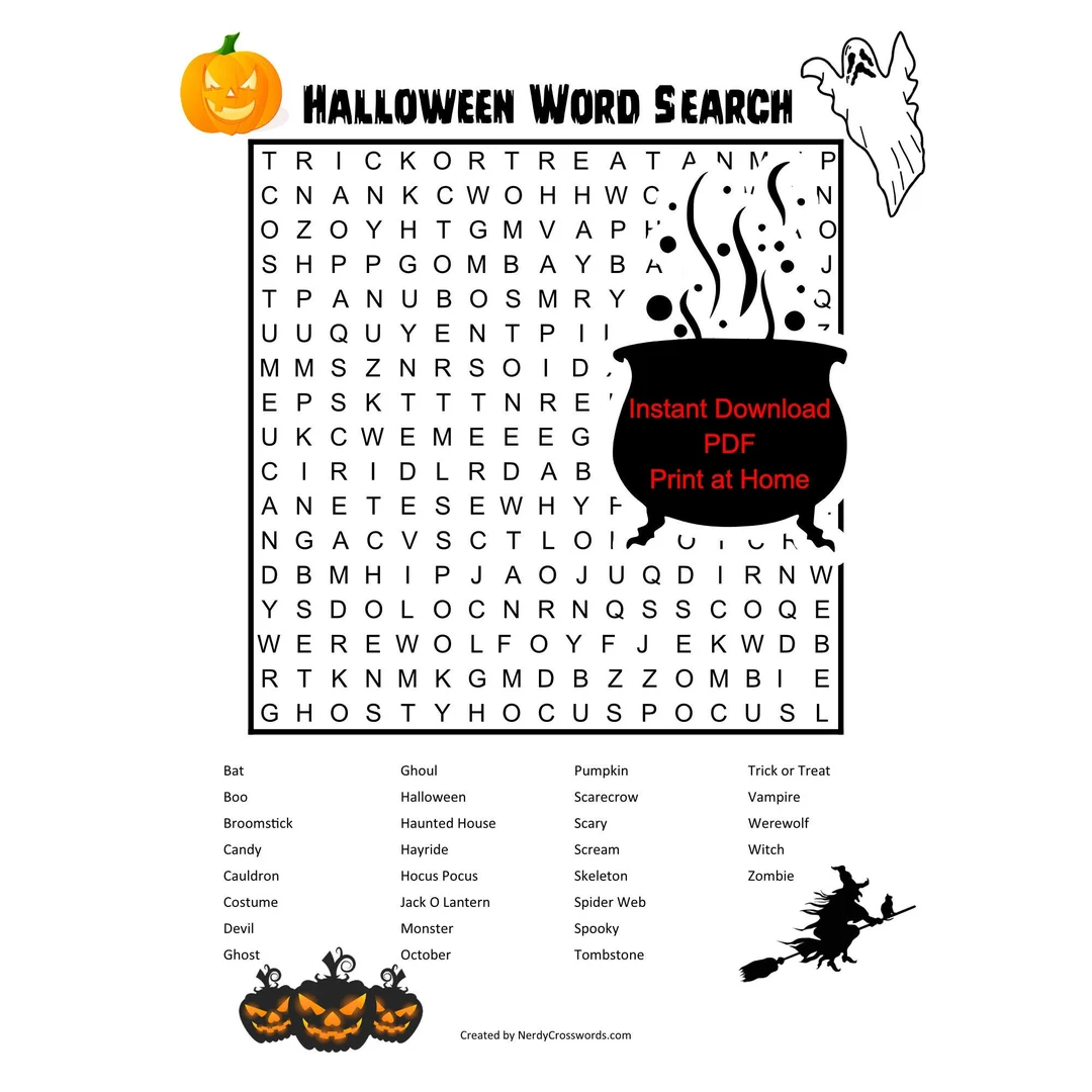 Halloween Word Search Digital Download PDF Etsy UK