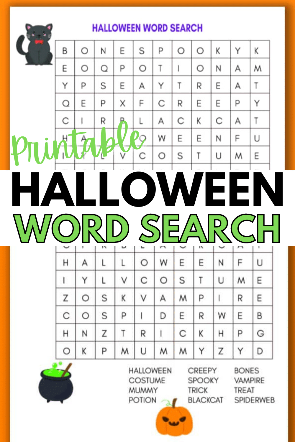 Halloween Word Search For Kids