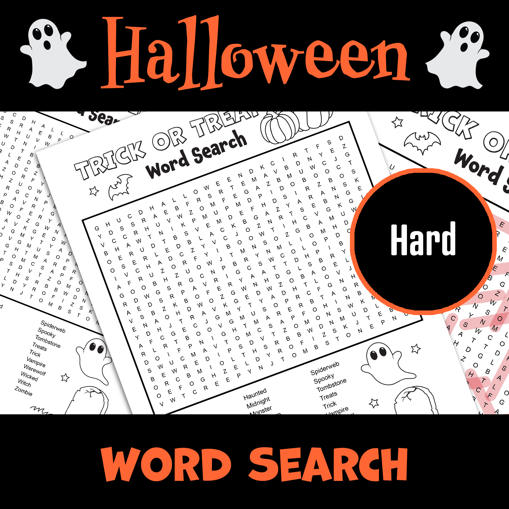 Halloween Word Search Printable Hard